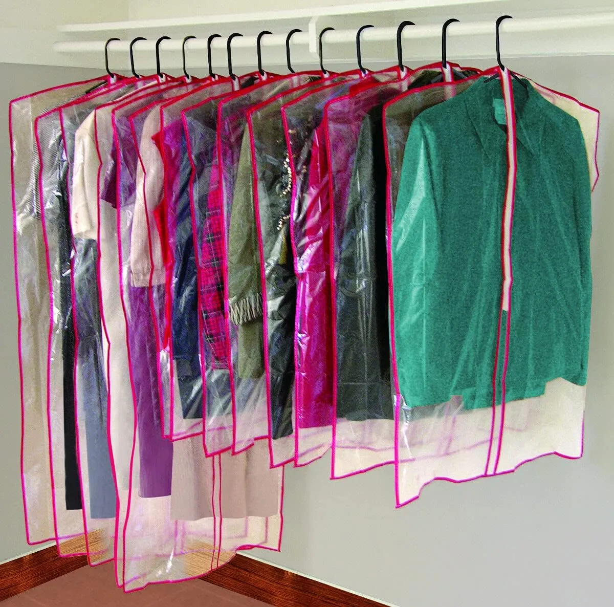 13 Clear Zippered Garment Bags Cloth Storage Suit Dress Shirt Covers