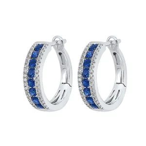 14KT White Gold & Diamond Classic Book 3 Row Fashion Earrings   - 1/5 ctw