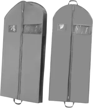 2 Pcs Suit Garment Bag Transparent Window Dress Suit Storage Bag for Home and Travel 152x60x10cm
