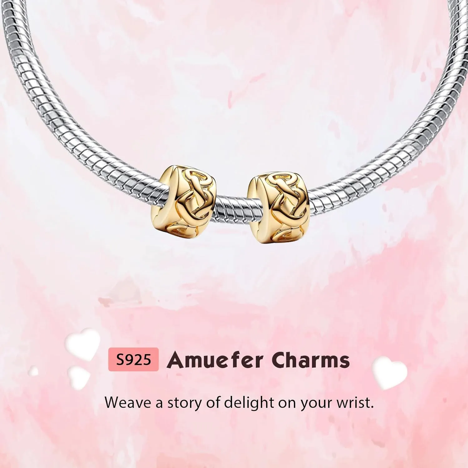 2Pcs Clip Charms for Bracelets 925 Sterling Silver with Cubic Zirconia Shell Pink Pav Family Always Stopper Birthday Christmas Jewelry Gifts for Women