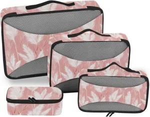 4 Pcs set suitcase organizer bags Mesh Travel Essentials Pink Valentine Romantic Lavender portable packing cubes for diaper