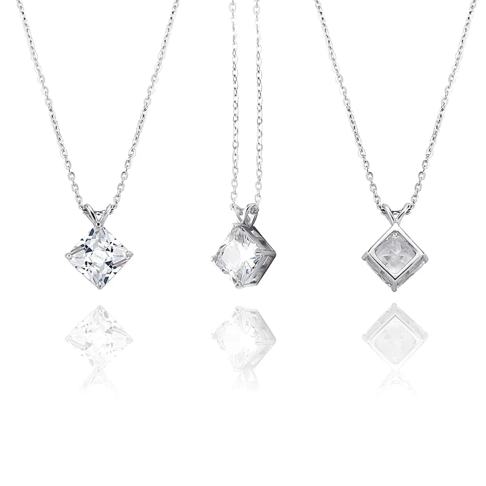 925 Sterling Silver Necklace for Women with Asscher Cut Moissanite Pendant