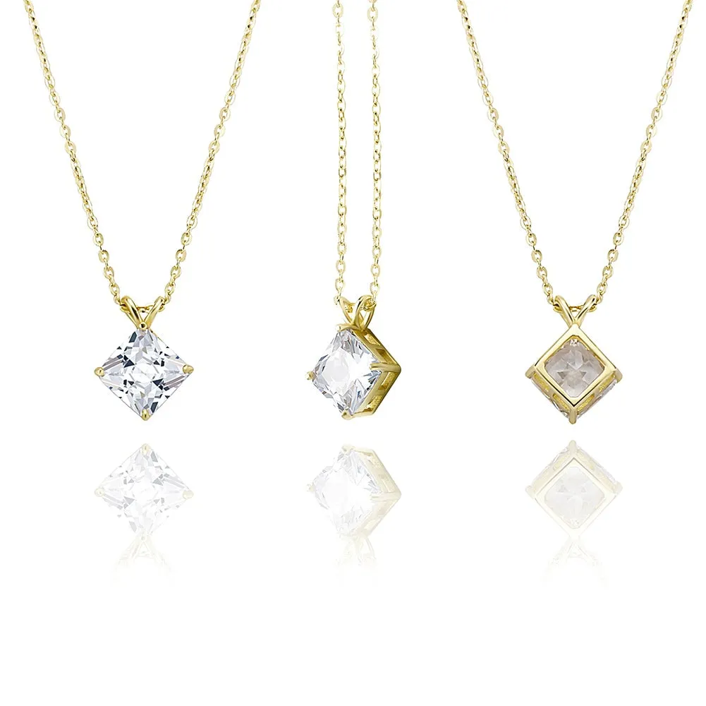 925 Sterling Silver Necklace for Women with Asscher Cut Moissanite Pendant