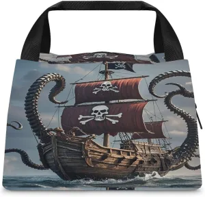 Adult Insulated Bags, Octopus And Ship Printed Cooler Bags, Insulated Tote Bags, Grocery Tote Bags