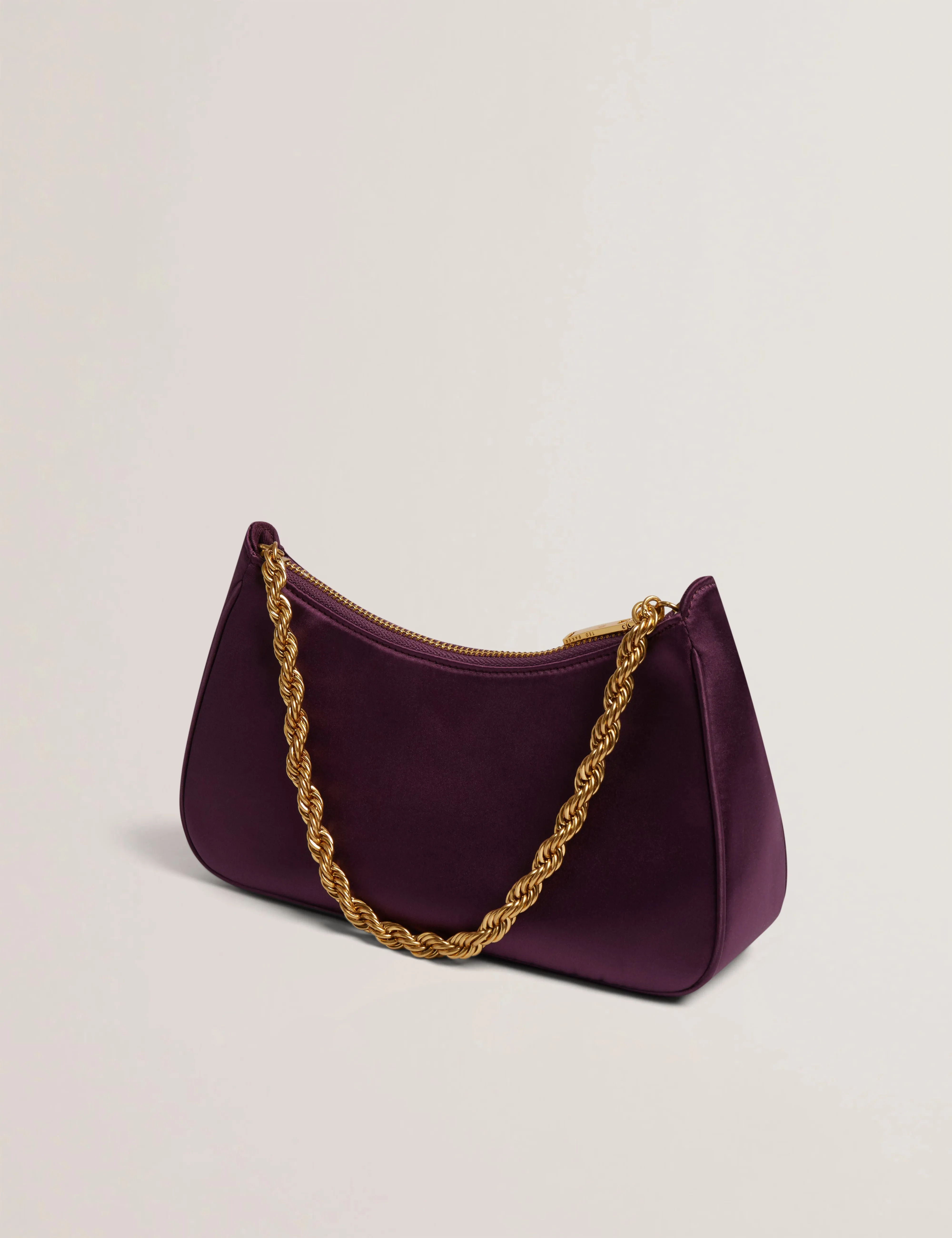 Agnise Chain Detail Satin Shoulder Bag Dp-Purple