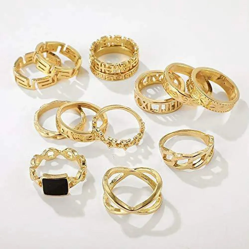 Alloy Gold Plated Ring Set - Set Of 13