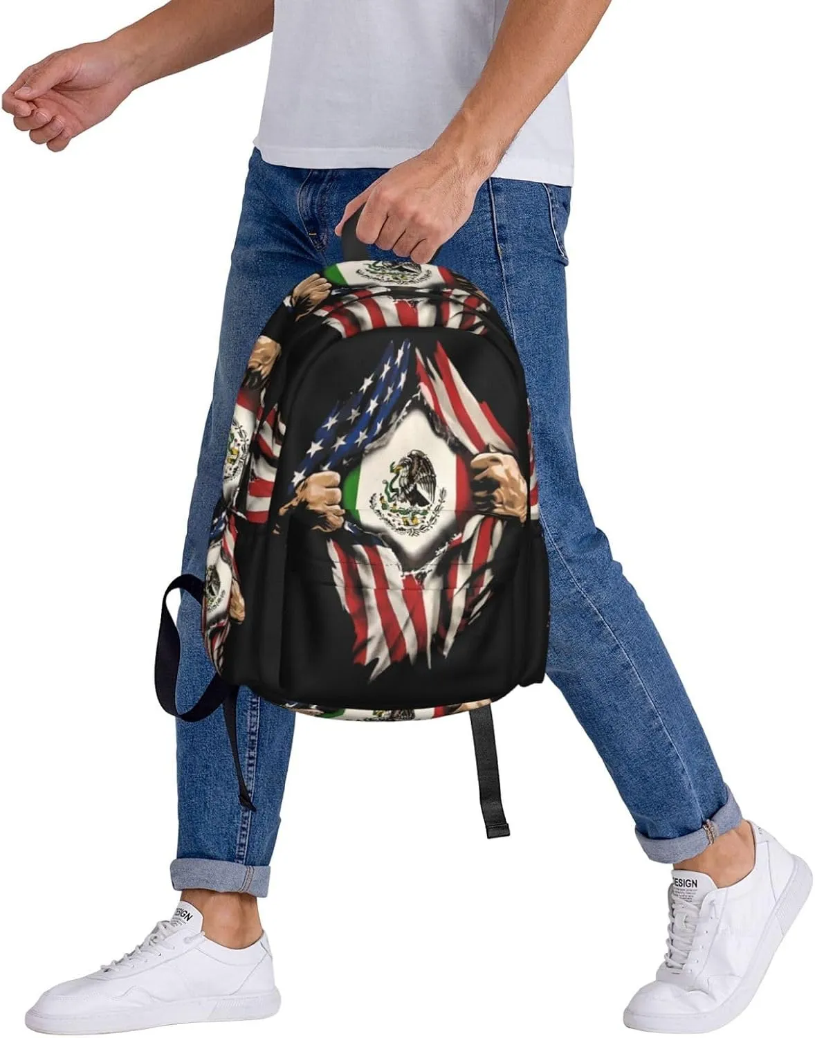 American Grown Mexican Roots Mexico Flag Love Laptop Backpack Work Travel Backpacks Business Rucksack Casual Outdoor Daypack with Adjustable Strap Bags for Sports Office Gym Hiking