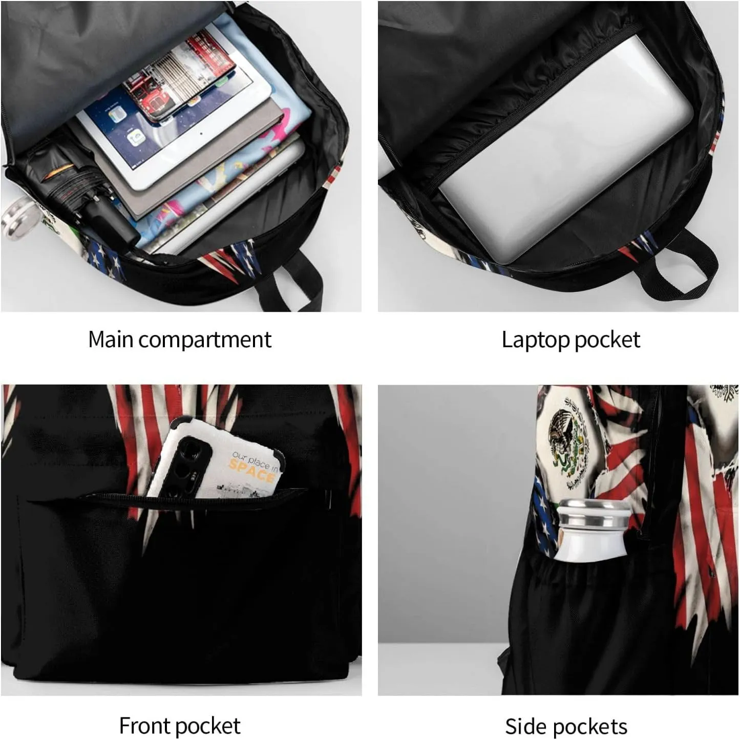American Grown Mexican Roots Mexico Flag Love Laptop Backpack Work Travel Backpacks Business Rucksack Casual Outdoor Daypack with Adjustable Strap Bags for Sports Office Gym Hiking