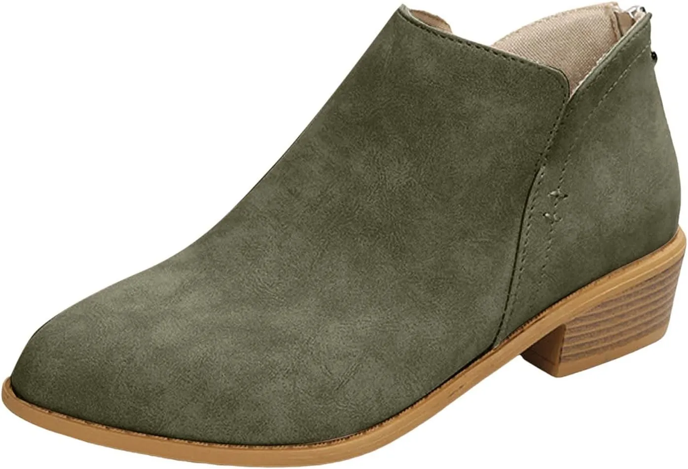 Ankle Boots for Women Low Heel Chunky Heel Boots Women's Fashion Color Matching Fall Winter Side Zipper Short Boots
