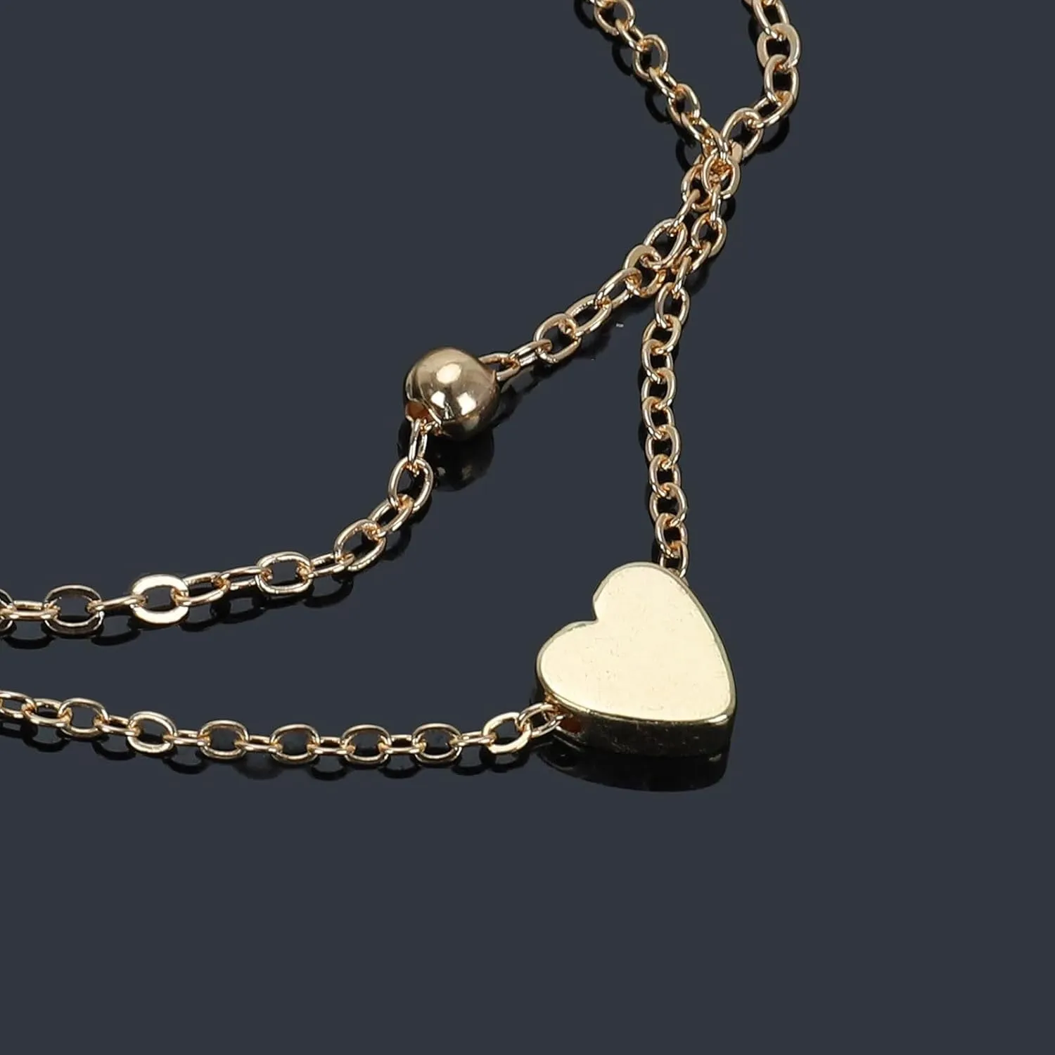 Ankle Bracelets for Women, Stainless Steel/Gold/Silver Chain Anklets, Heart Anklets Resizable Length Anklet for Women 925 Sterling Silver Adjustable Foot Beaded Heart zirconia Jewelry 8-11Inch