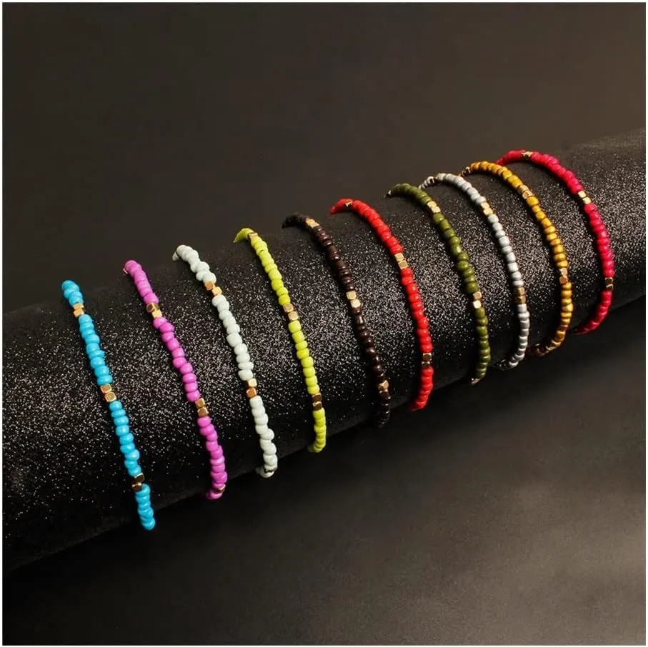 Anklet Beaded Anklet for Women Handmade Anklets Summer Barefoot Jewelry Anklet for Women (Metal Color : Gold)