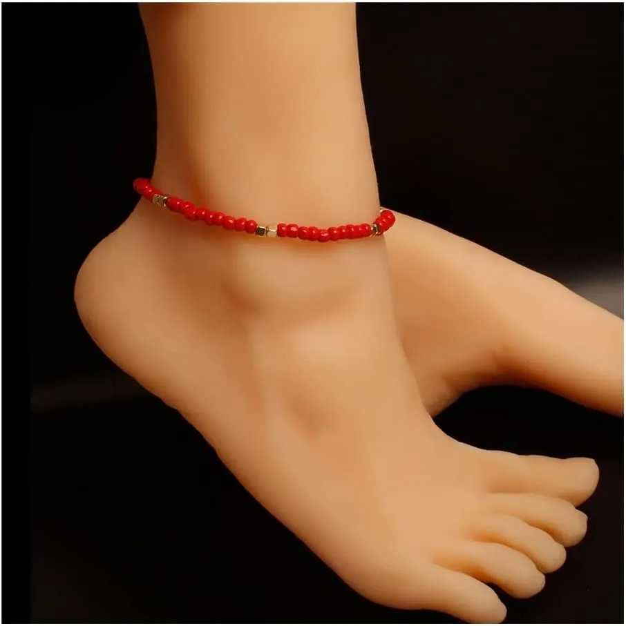 Anklet Beaded Anklet for Women Handmade Anklets Summer Barefoot Jewelry Anklet for Women (Metal Color : Gold)