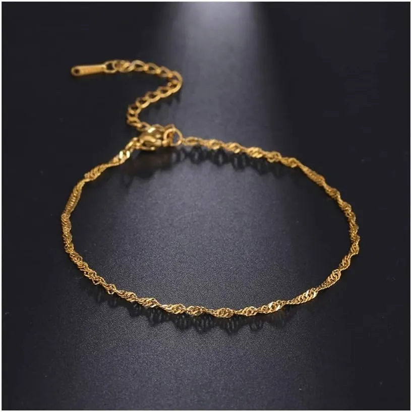 Anklet Leg Ankle Bracelet Beaded Foot Chain Anklet Jewelry Gift for Women Anklet for Women (Metal Color : Hip Hop Chain Gold)
