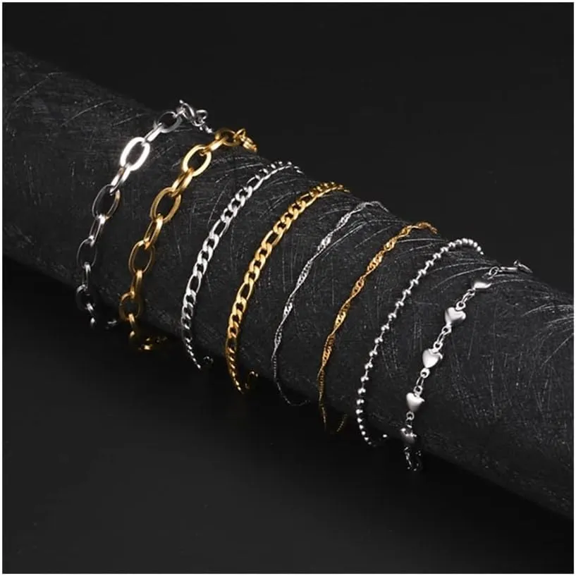 Anklet Leg Ankle Bracelet Beaded Foot Chain Anklet Jewelry Gift for Women Anklet for Women (Metal Color : Hip Hop Chain Gold)