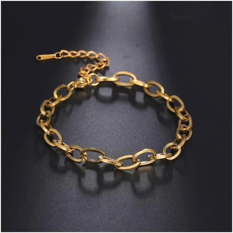 Anklet Leg Ankle Bracelet Beaded Foot Chain Anklet Jewelry Gift for Women Anklet for Women (Metal Color : Hip Hop Chain Gold)
