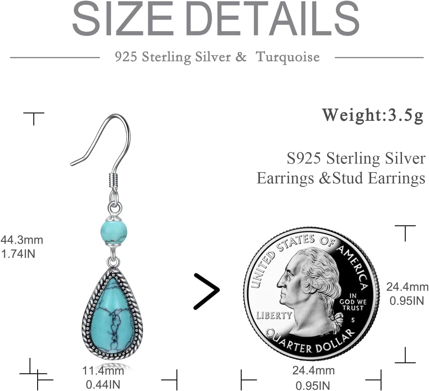 AOBOCO Sterling Silver Turquoise Dragonfly Earrings for Women Dangle Turquoise Animals Earrings Owl Turquoise Leverback Earrings Jewelry Birthday Mothers Day Gifts for Mom
