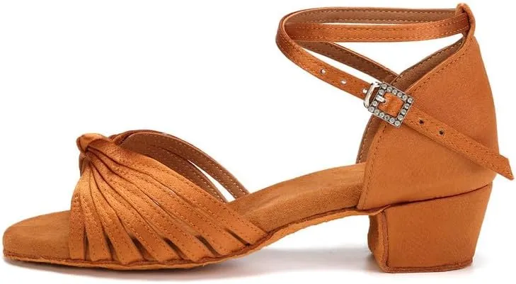 AOQUNFS Girls Latin Dance Shoes Low Heels Tango Salsa Ballroom Practice Performance Dancing Shoes,7B-TL
