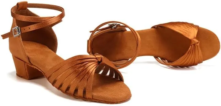 AOQUNFS Girls Latin Dance Shoes Low Heels Tango Salsa Ballroom Practice Performance Dancing Shoes,7B-TL
