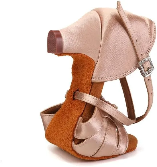 AOQUNFS Girls Latin Dance Shoes Low Heels Tango Salsa Ballroom Practice Performance Dancing Shoes,D28