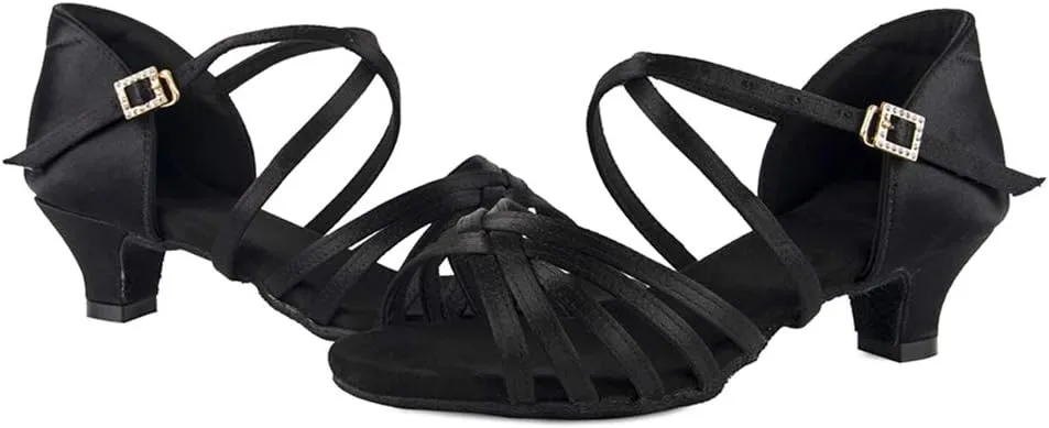AOQUNFS Girls Latin Dance Shoes Low Heels Tango Salsa Ballroom Practice Performance Dancing Shoes,EM-XGGZS