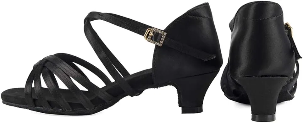 AOQUNFS Girls Latin Dance Shoes Low Heels Tango Salsa Ballroom Practice Performance Dancing Shoes,EM-XGGZS