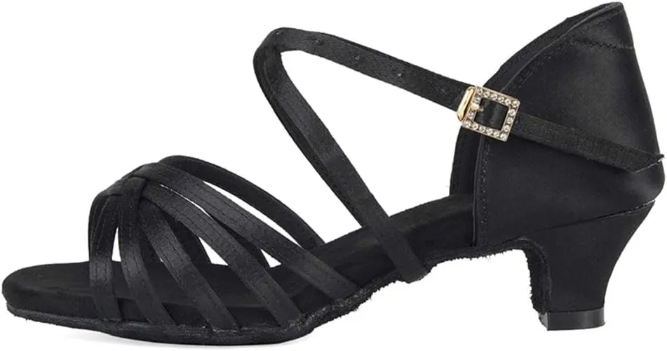 AOQUNFS Girls Latin Dance Shoes Low Heels Tango Salsa Ballroom Practice Performance Dancing Shoes,EM-XGGZS
