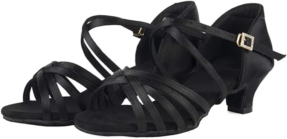AOQUNFS Girls Latin Dance Shoes Low Heels Tango Salsa Ballroom Practice Performance Dancing Shoes,EM-XGGZS