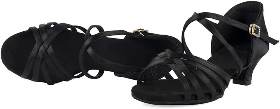 AOQUNFS Girls Latin Dance Shoes Low Heels Tango Salsa Ballroom Practice Performance Dancing Shoes,EM-XGGZS