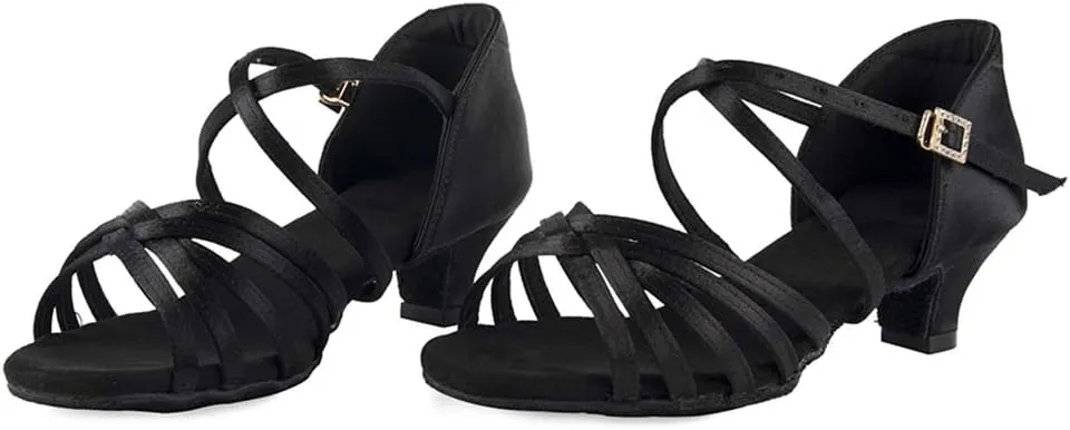 AOQUNFS Girls Latin Dance Shoes Low Heels Tango Salsa Ballroom Practice Performance Dancing Shoes,EM-XGGZS