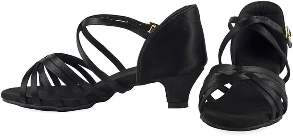 AOQUNFS Girls Latin Dance Shoes Low Heels Tango Salsa Ballroom Practice Performance Dancing Shoes,EM-XGGZS