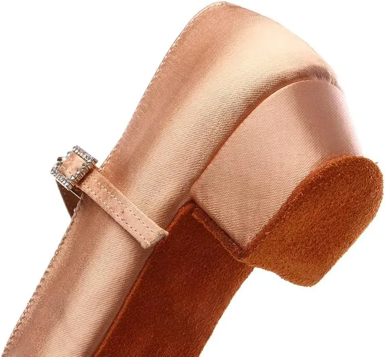 AOQUNFS Girls Latin Dance Shoes Low Heels Tango Salsa Ballroom Practice Performance Dancing Shoes,Model KCETMD