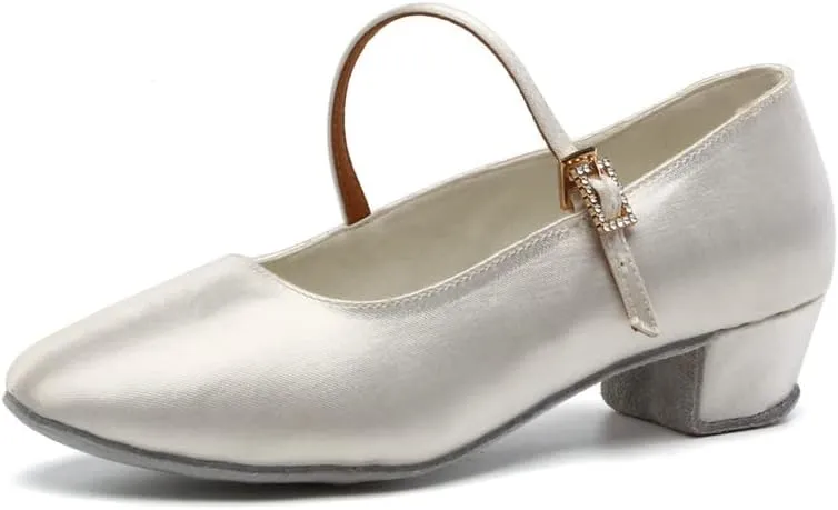 AOQUNFS Girls Latin Dance Shoes Low Heels Tango Salsa Ballroom Practice Performance Dancing Shoes,Model KCETMD