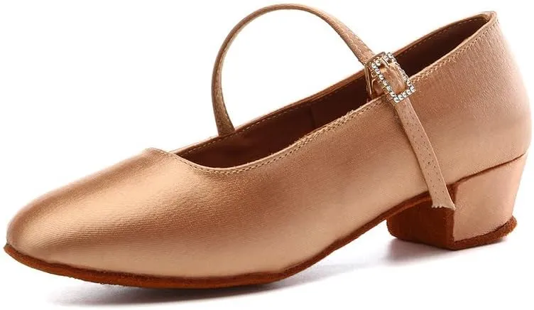 AOQUNFS Girls Latin Dance Shoes Low Heels Tango Salsa Ballroom Practice Performance Dancing Shoes,Model KCETMD