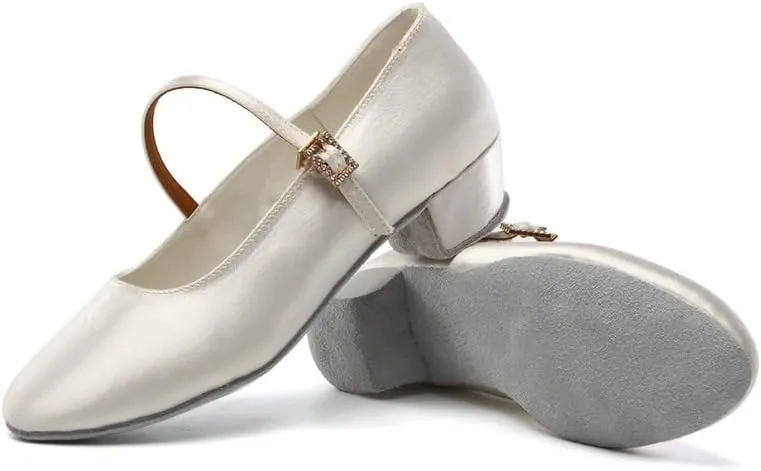 AOQUNFS Girls Latin Dance Shoes Low Heels Tango Salsa Ballroom Practice Performance Dancing Shoes,Model KCETMD