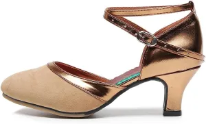 AOQUNFS Women Ballroom Latin Dance Shoes Salsa Closed Toe 1920s Party Dance Practice Performance Shoes