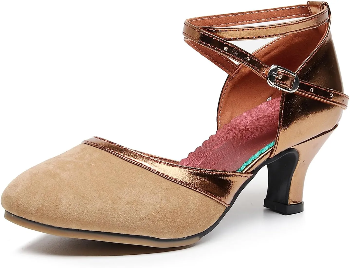 AOQUNFS Women Ballroom Latin Dance Shoes Salsa Closed Toe 1920s Party Dance Practice Performance Shoes