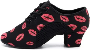 AOQUNFS Women Latin Ballroom Dance Shoes Lace-up Modern Salsa Practice Dance Shoes,Model LHD-NJB