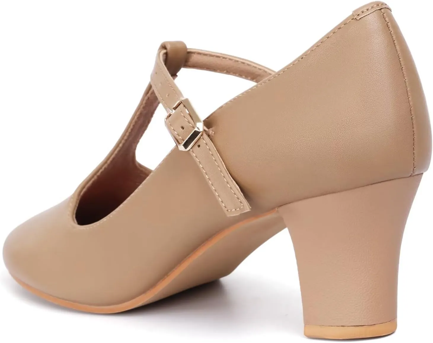 ARCLIBER Character Shoes for Women PU Leather T Strap 2.3" Dance Heels for Ballroom Salsa Tango