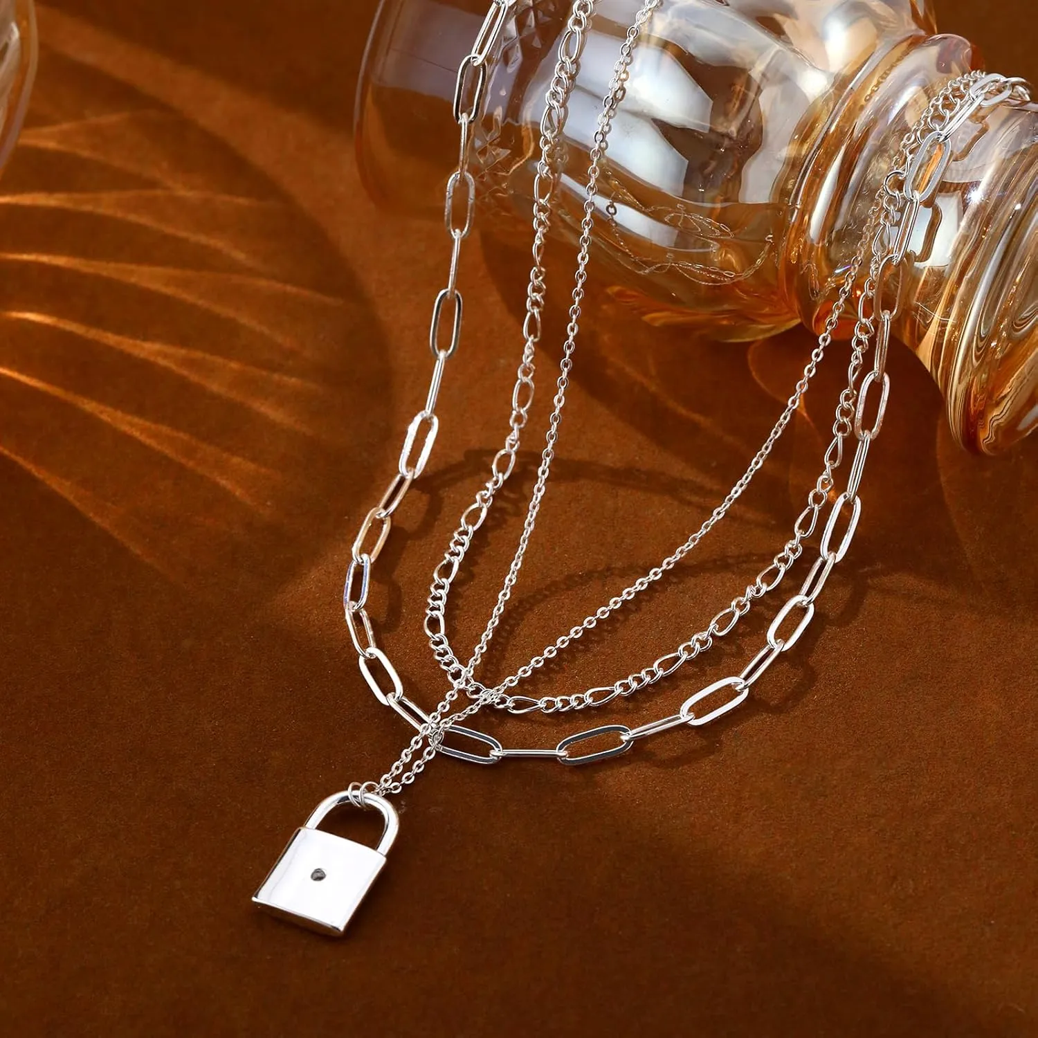 ASCOMY Layered Necklaces for Women Gold Necklace 14K Gold/Silver Plated Pendant Necklace Layered Cross Necklace Paperclip Rope Bead Box Satellite Dot Chain Necklaces Gold Choker Trendy Jewelry Gift