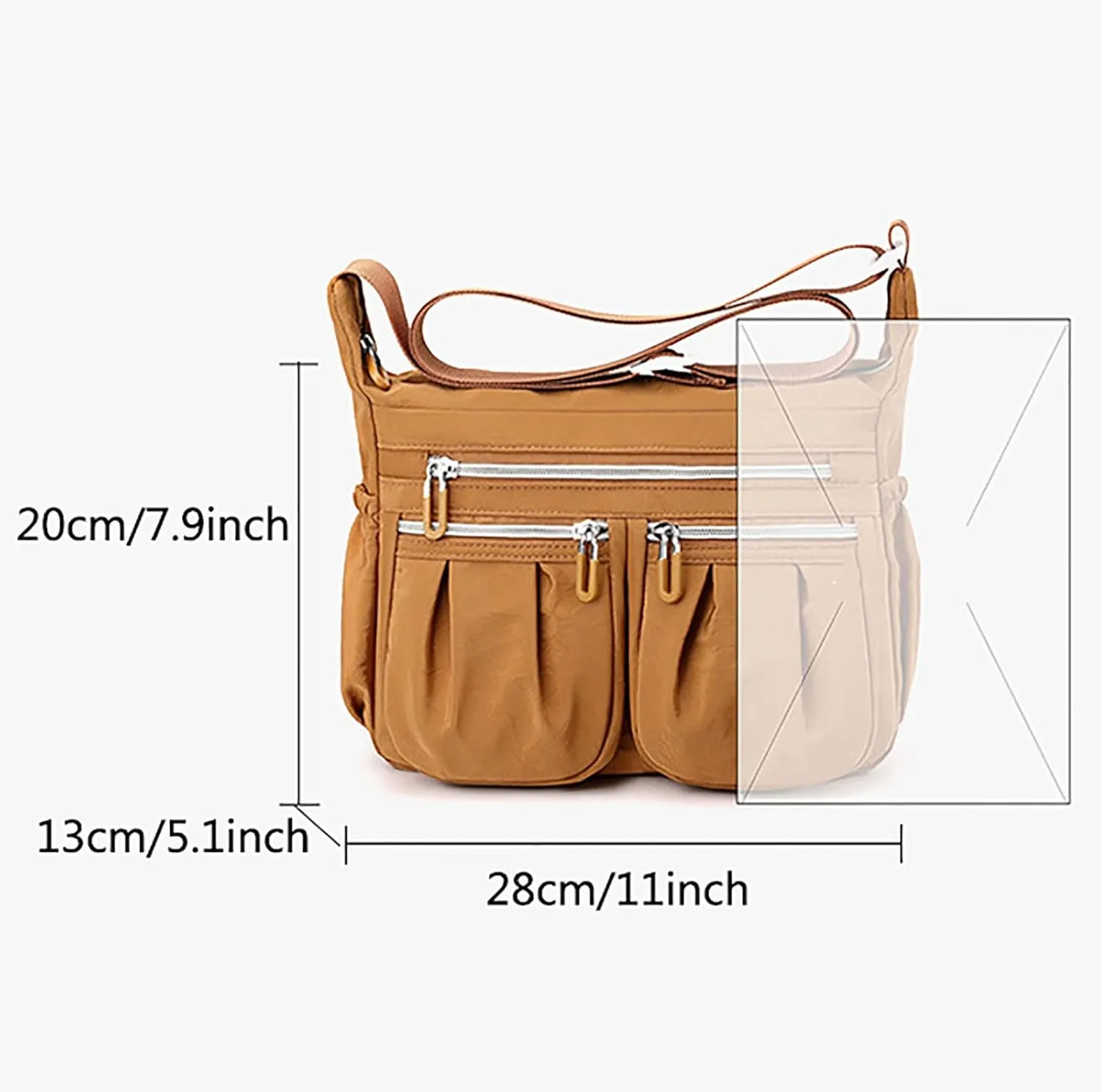 Athletic Crossbody Bags for Women Fabric Nylon Multi Pocket Crossbody Bags Carry Options for Work and Daily Use(Black)