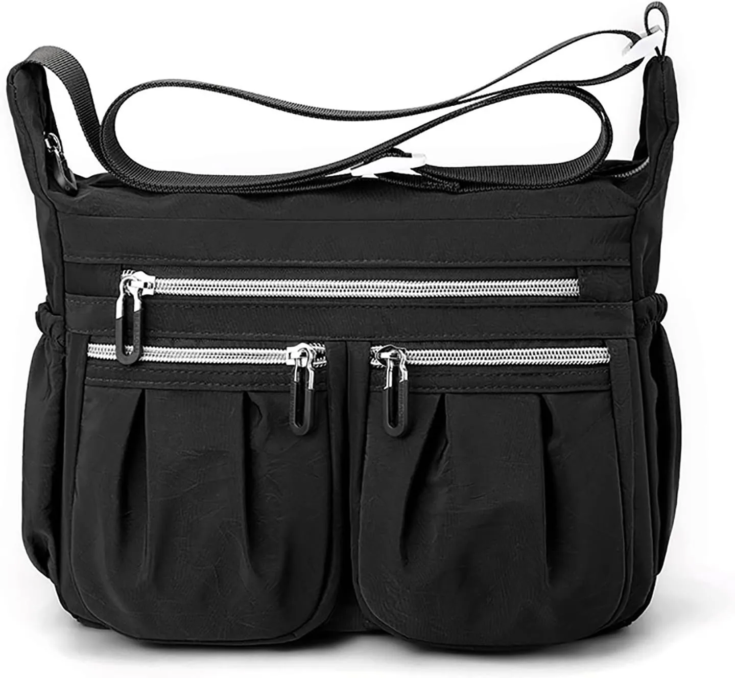 Athletic Crossbody Bags for Women Fabric Nylon Multi Pocket Crossbody Bags Carry Options for Work and Daily Use(Black)