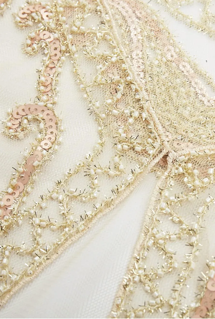 BABEYOND 1920s Shawl Wraps Sequin Beaded Evening Cape Bridal Shawl Bolero Flapper Cover Up