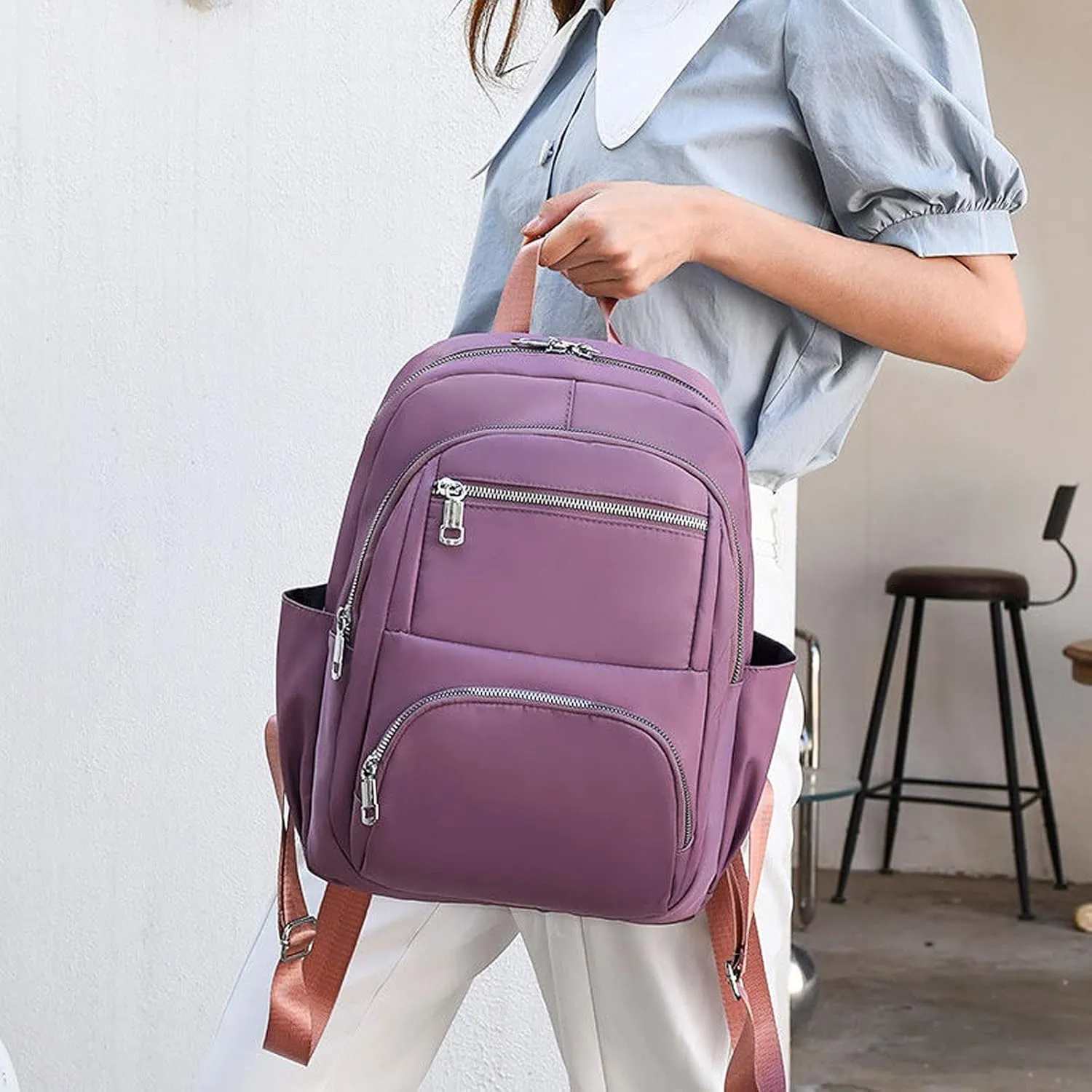 Backpacks Female Backpacks Ladies School Bags Multifunction Women Laptop Backpack Casual Business Backpack (Color : Rojo)