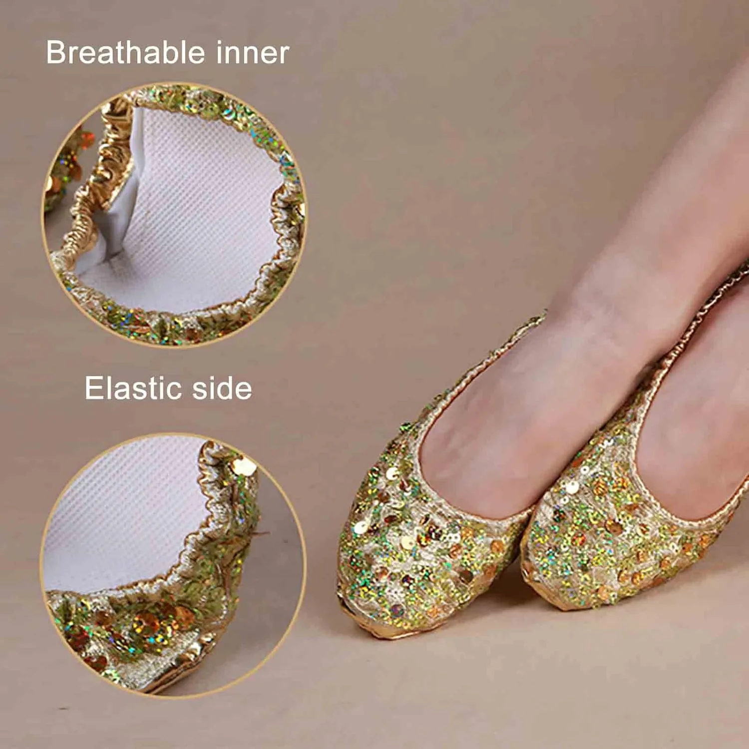 Ballet Belly Slippers Dance Shoes Split-Sole Gymnastics Yoga Shoes Womens Ballroom Dancing Shoes