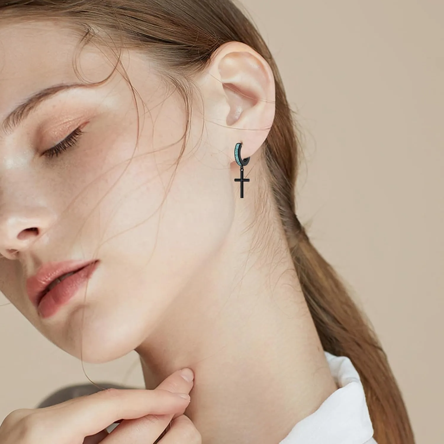 Black Butterfly/Skull/Cross/Star of David/Sword/Lightning Bolt/Feather Earrings Hoops 925 Sterling Silver Turquoise Huggie Drop Earrings Jewelry for Women Men