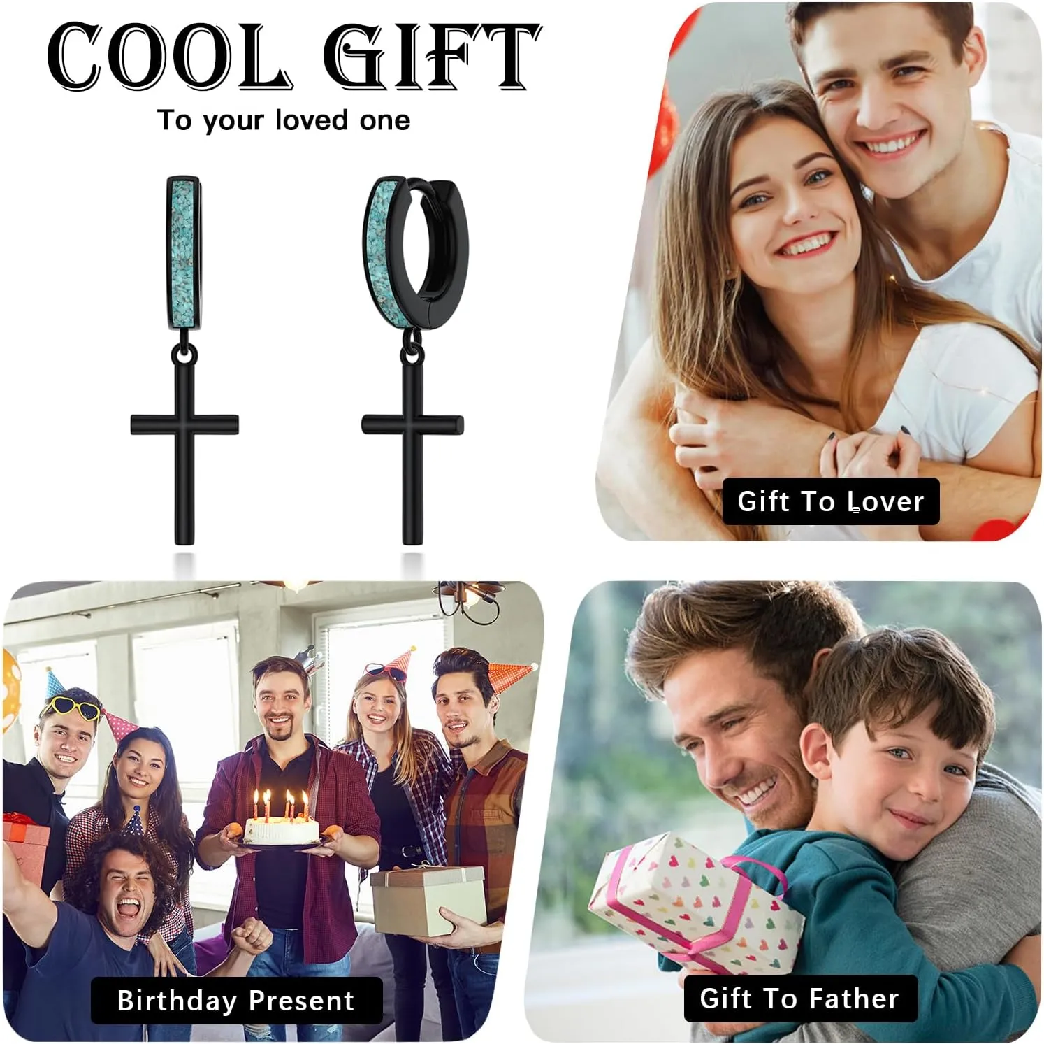 Black Butterfly/Skull/Cross/Star of David/Sword/Lightning Bolt/Feather Earrings Hoops 925 Sterling Silver Turquoise Huggie Drop Earrings Jewelry for Women Men