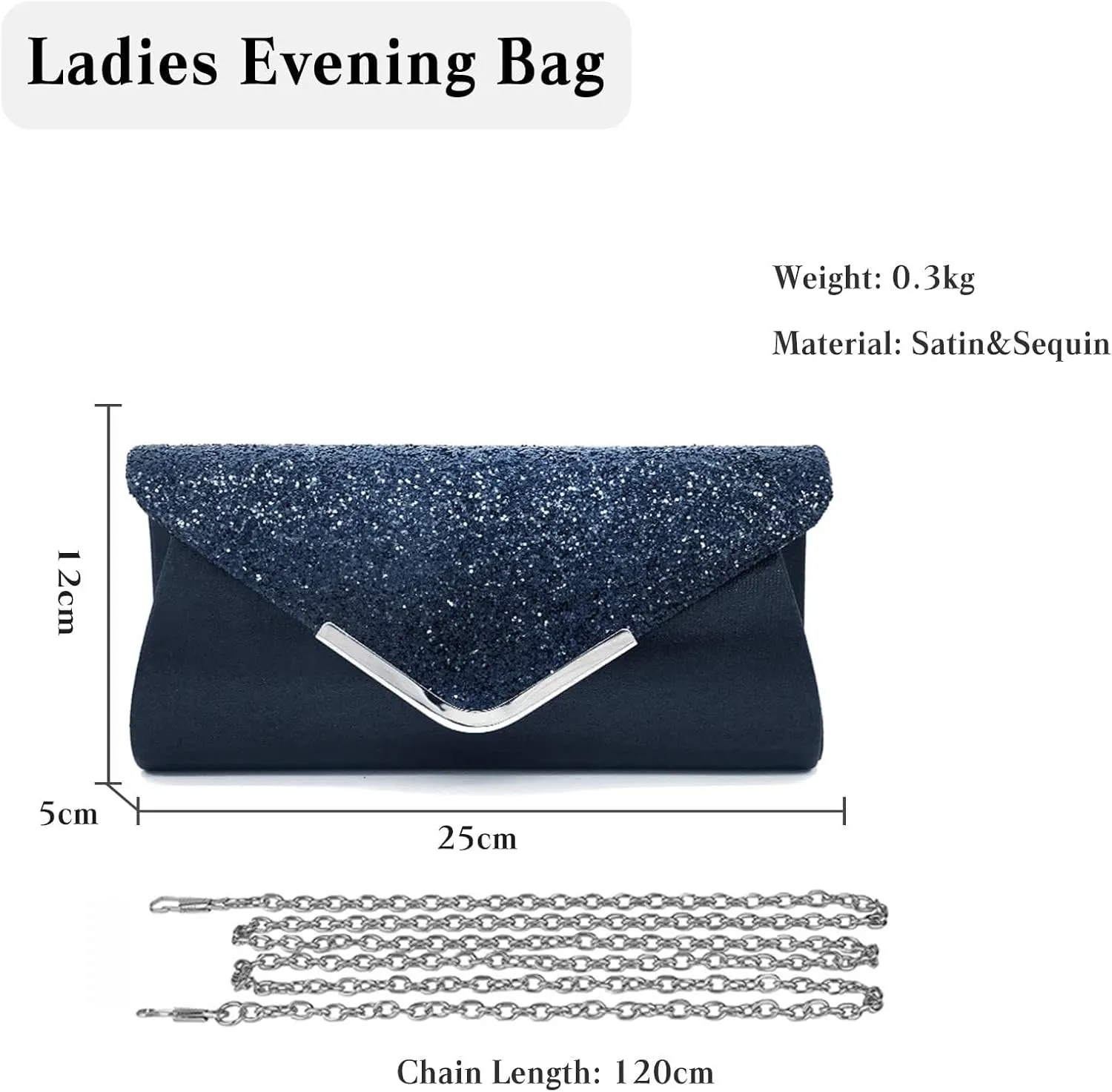 Bridal Wedding Purse Sparkly Shoulder Crossbody Women Envelope Clutch Sequins Evening Shiny Handbag