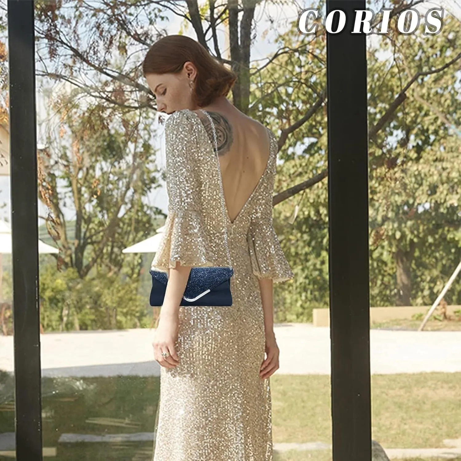 Bridal Wedding Purse Sparkly Shoulder Crossbody Women Envelope Clutch Sequins Evening Shiny Handbag