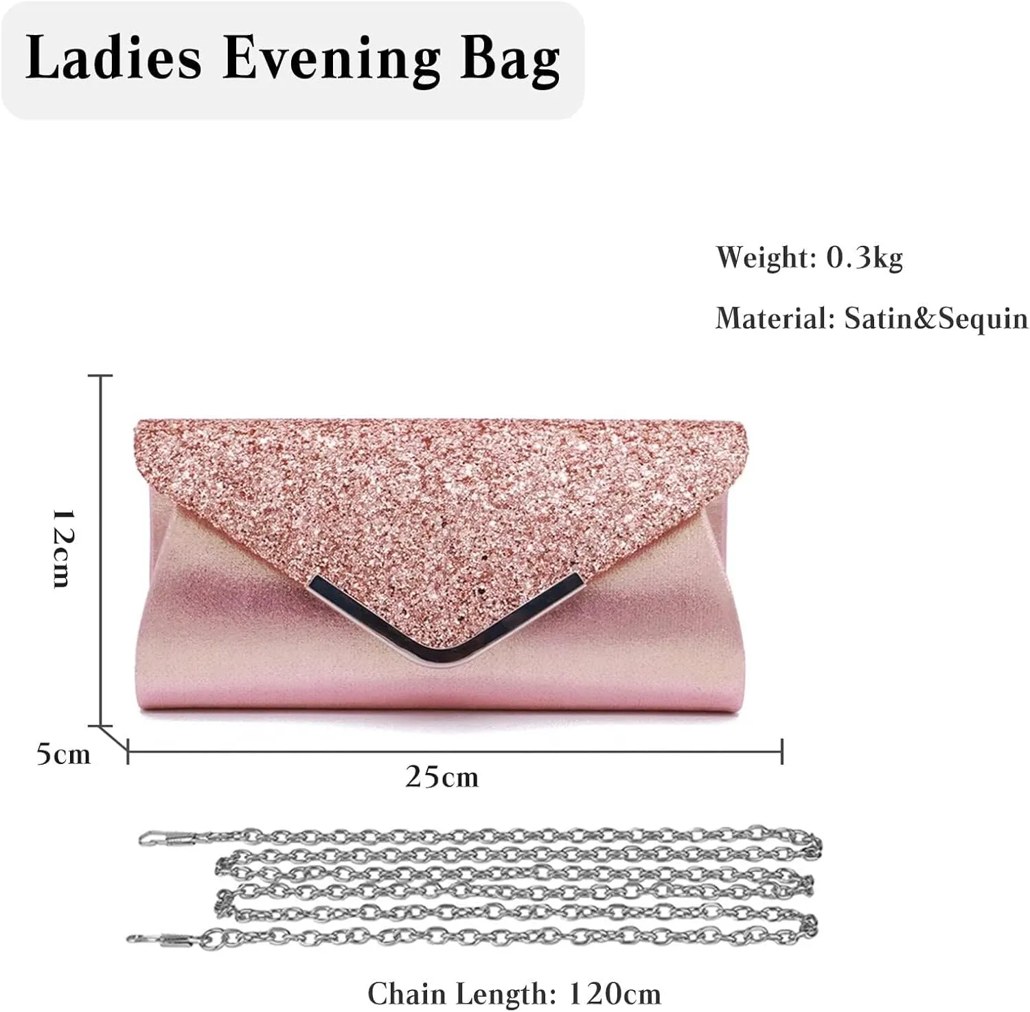 Bridal Wedding Purse Sparkly Shoulder Crossbody Women Envelope Clutch Sequins Evening Shiny Handbag
