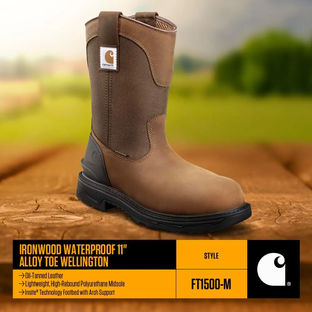 Carhartt Men's Ironwood Waterproof 11" Alloy Toe Wellington Work Boot